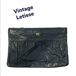 EUC Vintage Letisse Clutch-Navy